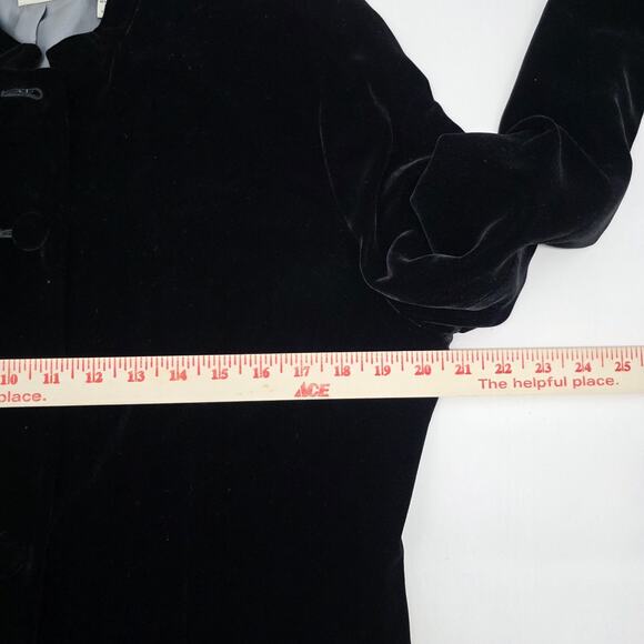 Vintage Ann Taylor Velvet Suit 14 Blazer Pants Black Classic Polished Silk Blend - Picture 6 of 14